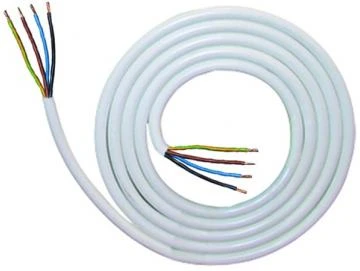 Motor Kabel 4×0,75qmm, 2,0 m lang, weiß, H03VV-F4G0,75, 1.Seite 35mm, 2.Seite 60mm abgemantelt