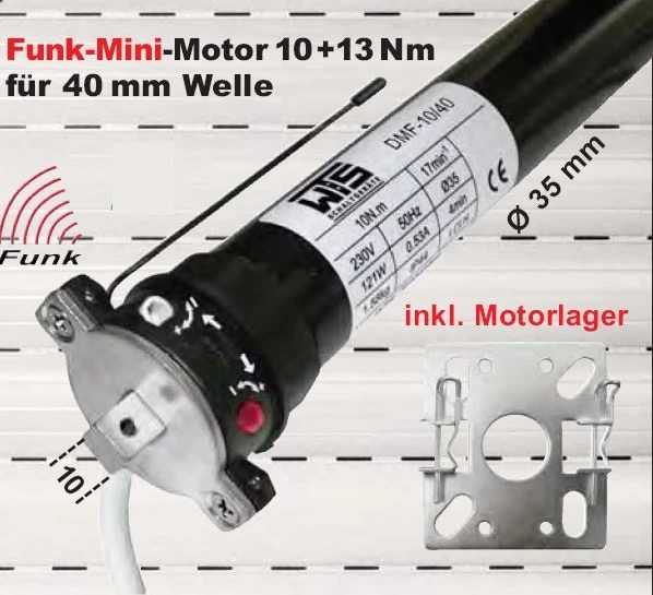 WTS - Funk Mini Rohrmotoren Serie DMF, 433,92 MHz mit mechanischer Endabschaltung für Rollläden und Markisen