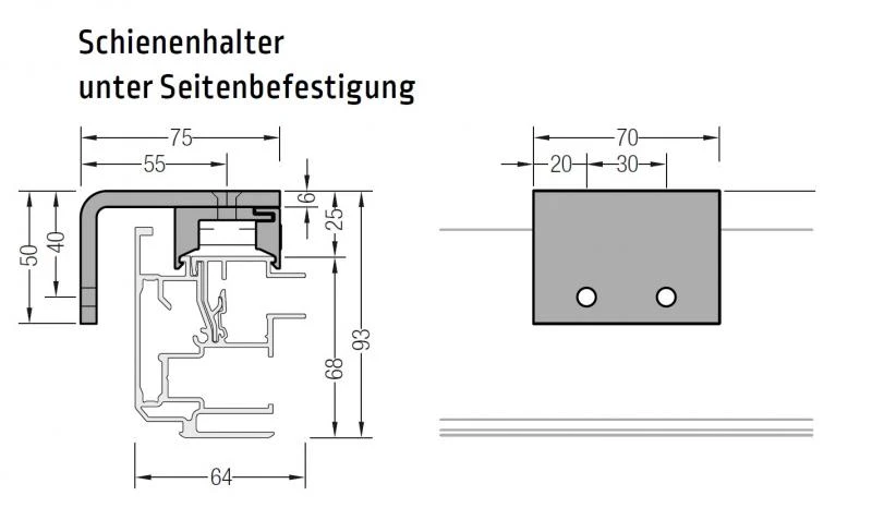 Seitenbesfestigung inkl .Schienenhalter - für Lewens Portofino Unterglasmarkise