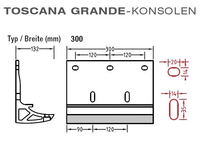 Wandkonsolen für Lewens Toscana Grande Markisen für Wandmontage