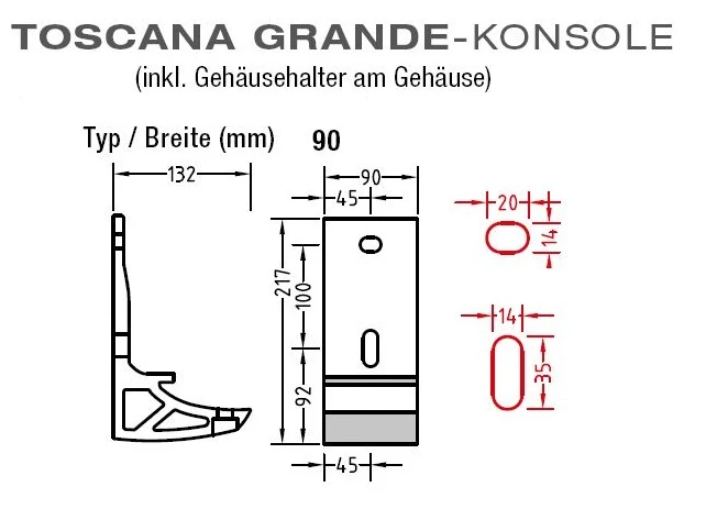Wandkonsolen für Lewens Toscana Grande Markisen für Wandmontage