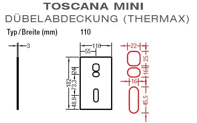 Dübelabdeckung-Thermax für Lewens  Toscana Mini  Markise für Wand und Deckenkonsolen