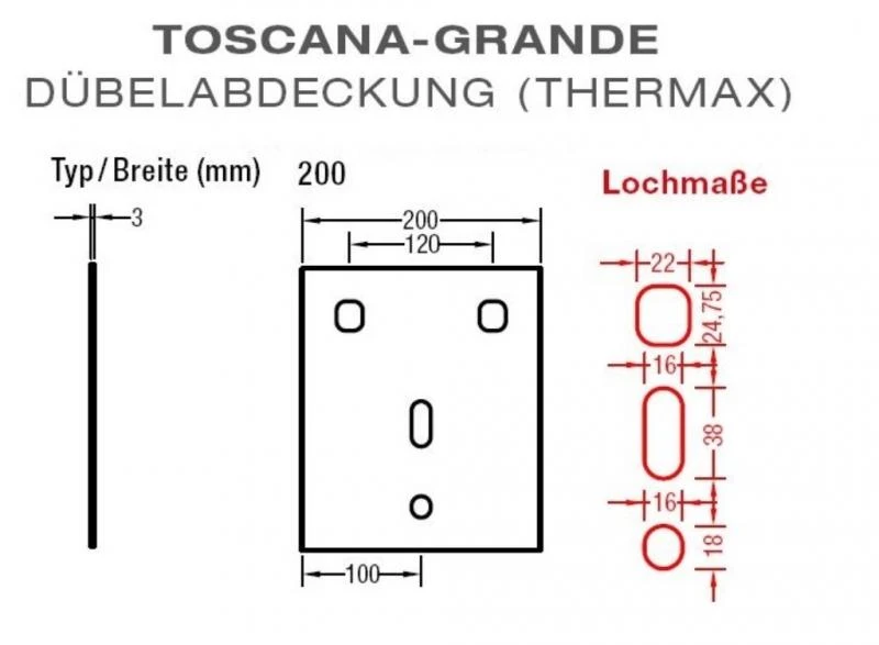 Dübelabdeckung-Thermax für Lewens Toscana Grande Markise