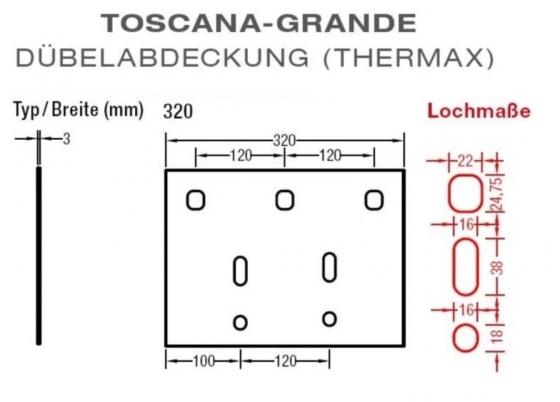 Dübelabdeckung-Thermax für Lewens Toscana Grande Markise