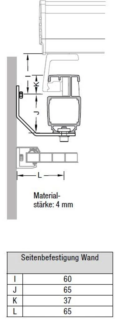 Seitenbefestigung Wand Ohne Schienenhalter für Lewens Capri Aufdachmarkise und Pergola