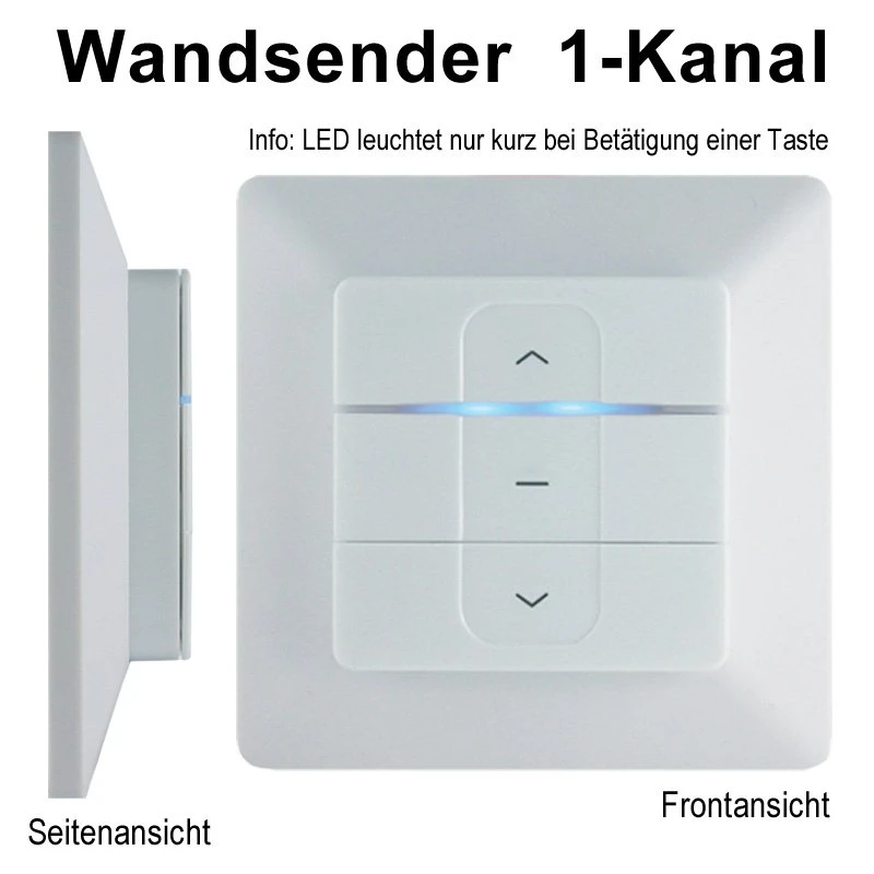 WTS - Funk-Wand Sender Serie DMF-WS1  1 Kanal Funkfrequenz: 433,92 MHz für Funk-Rohrmotoren Serie DMF