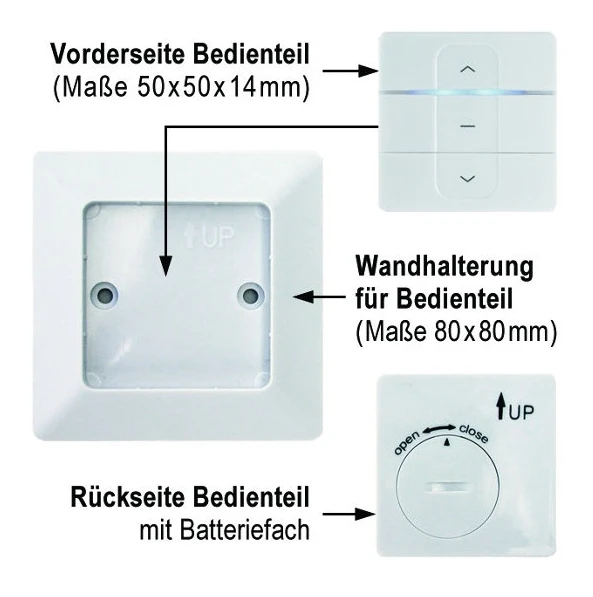 WTS - Funk-Wand Sender Serie DMF-WS1  1 Kanal Funkfrequenz: 433,92 MHz für Funk-Rohrmotoren Serie DMF