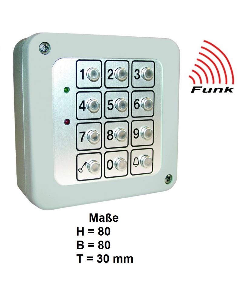 WTS - Funk-Code-Tastatur 3-Kanal: KeeLoq-System (Hopping-Code),Tastaturfeld aus Metall, IP 65 FE 868,30 MHz