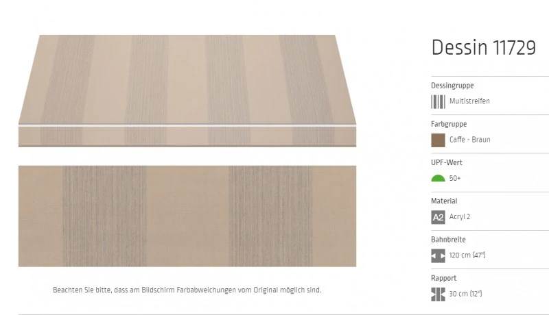 Markisentuch Multistreifen, Caffe - Braun UPF 50+, Acryl 2, Stoff-Nr. 11729