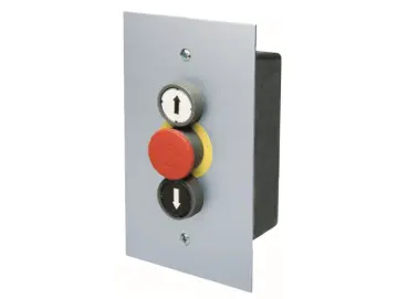 WTS - Dreifach-Drucktaster Metall UP mit AUF + AB Taste + NOT-HALT Pilz vorverdrahtet und wassergeschützt IP 65