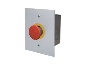 WTS - Einfach-Drucktaster aus Metall Unterputz mit rotem NOT-AUS Pilz rastend und wassergeschützt IP 65