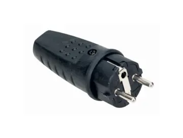 WTS -Vollgummi-Stecker mit Kabel-Knickschutz IP 44, Schwarz